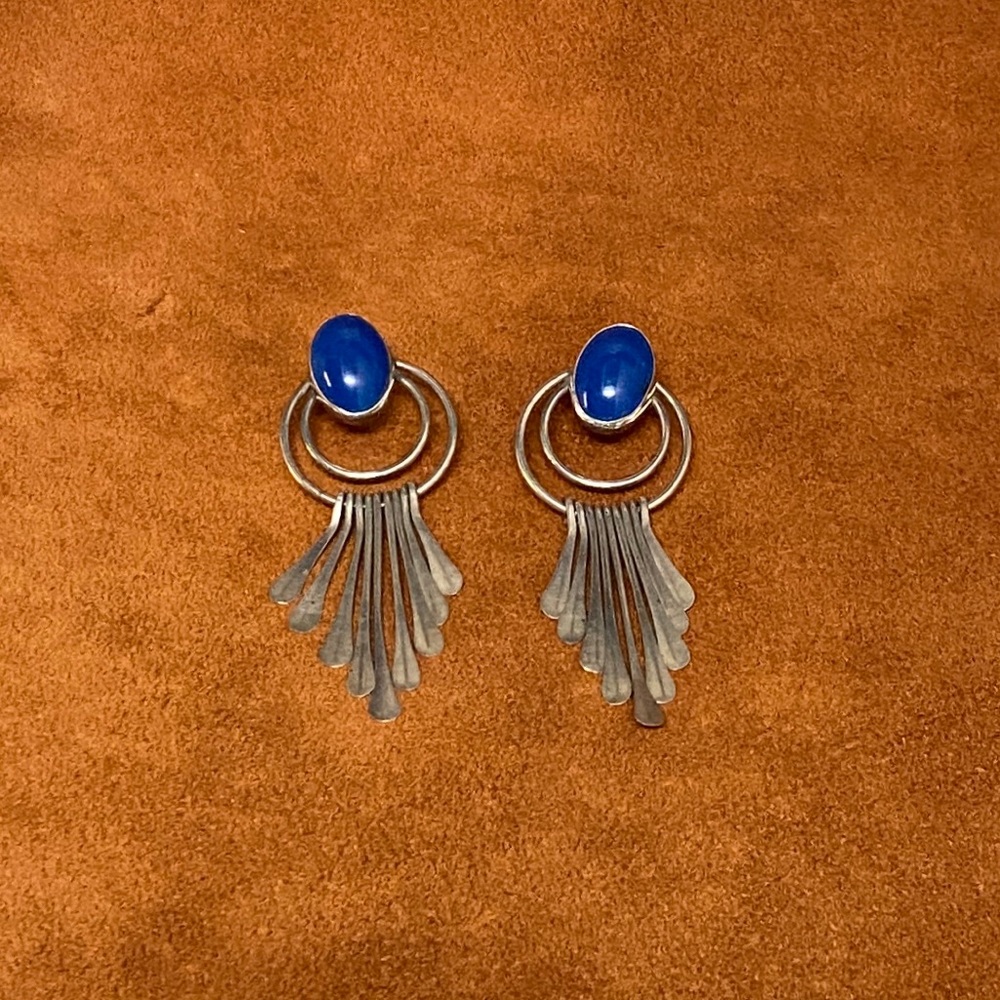 Native American Blue Gem Sterling Silver Earrings